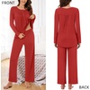image:imageBestbee Womens Pajama Set 2 Piece Lounge Outfits Sleepwear Fall Long Sleeve Long Pant With Pockets Ladies PjsRed