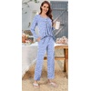 image:imageBestbee Womens Pajama Set 2 Piece Lounge Outfits Sleepwear Fall Long Sleeve Long Pant With Pockets Ladies PjsSpotted Blue