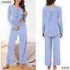 image:imageBestbee Womens Pajama Set 2 Piece Lounge Outfits Sleepwear Fall Long Sleeve Long Pant With Pockets Ladies PjsSpotted Blue