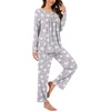 image:imageBestbee Womens Pajama Set 2 Piece Lounge Outfits Sleepwear Fall Long Sleeve Long Pant With Pockets Ladies PjsStar Grey
