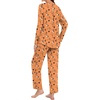 image:imageBestbee Womens Pajama Set 2 Piece Lounge Outfits V Neck Sleepwear Fall Long Sleeve Long Pants With Pockets Ladies PjsBat Pumpkinorange