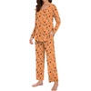 image:imageBestbee Womens Pajama Set 2 Piece Lounge Outfits V Neck Sleepwear Fall Long Sleeve Long Pants With Pockets Ladies PjsBat Pumpkinorange