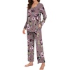 image:imageBestbee Womens Pajama Set 2 Piece Lounge Outfits V Neck Sleepwear Fall Long Sleeve Long Pants With Pockets Ladies PjsBeanrose Red