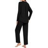 image:imageBestbee Womens Pajama Set 2 Piece Lounge Outfits V Neck Sleepwear Fall Long Sleeve Long Pants With Pockets Ladies PjsBlack