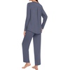image:imageBestbee Womens Pajama Set 2 Piece Lounge Outfits V Neck Sleepwear Fall Long Sleeve Long Pants With Pockets Ladies PjsDark Grey