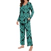 image:imageBestbee Womens Pajama Set 2 Piece Lounge Outfits V Neck Sleepwear Fall Long Sleeve Long Pants With Pockets Ladies PjsFloral Bluegreen