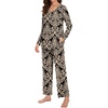 image:imageBestbee Womens Pajama Set 2 Piece Lounge Outfits V Neck Sleepwear Fall Long Sleeve Long Pants With Pockets Ladies PjsFloral Khakiblack