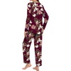 image:imageBestbee Womens Pajama Set 2 Piece Lounge Outfits V Neck Sleepwear Fall Long Sleeve Long Pants With Pockets Ladies PjsFloral Wine