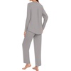 image:imageBestbee Womens Pajama Set 2 Piece Lounge Outfits V Neck Sleepwear Fall Long Sleeve Long Pants With Pockets Ladies PjsLight Grey