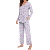 image:imageBestbee Womens Pajama Set 2 Piece Lounge Outfits V Neck Sleepwear Fall Long Sleeve Long Pants With Pockets Ladies PjsPink Heartgrey
