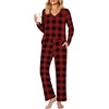 image:imageBestbee Womens Pajama Set 2 Piece Lounge Outfits V Neck Sleepwear Fall Long Sleeve Long Pants With Pockets Ladies PjsRed Plaid