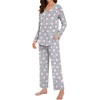 image:imageBestbee Womens Pajama Set 2 Piece Lounge Outfits V Neck Sleepwear Fall Long Sleeve Long Pants With Pockets Ladies PjsStar Grey