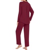 image:imageBestbee Womens Pajama Set 2 Piece Lounge Outfits V Neck Sleepwear Fall Long Sleeve Long Pants With Pockets Ladies PjsWine Red