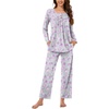 image:imageBestbee Womens Pajama Set 2 Piece Lounge Outfits Sleepwear Fall Long Sleeve Long Pant With Pockets Ladies PjsPink Heartgrey