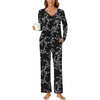 image:imageBestbee Womens Pajama Set 2 Piece Lounge Outfits V Neck Sleepwear Fall Long Sleeve Long Pants With Pockets Ladies PjsBlackwhite Flower