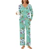 image:imageBestbee Womens Pajama Set 2 Piece Lounge Outfits V Neck Sleepwear Fall Long Sleeve Long Pants With Pockets Ladies PjsMint Green