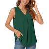 image:imageBestbee Womens 2026 Summer Tank Tops Dressy Casual Sleeveless Chiffon Blouses V Neck Tunics Cute Business Work ShirtsDark Green