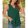 image:imageBestbee Womens 2026 Summer Tank Tops Dressy Casual Sleeveless Chiffon Blouses V Neck Tunics Cute Business Work ShirtsDark Green