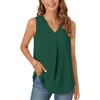 image:imageBestbee Womens 2026 Summer Tank Tops Dressy Casual Sleeveless Chiffon Blouses V Neck Tunics Cute Business Work ShirtsDark Green