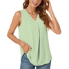 image:imageBestbee Womens 2026 Summer Tank Tops Dressy Casual Sleeveless Chiffon Blouses V Neck Tunics Cute Business Work ShirtsMatcha Color