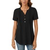 image:imageBestbee Womens Summer Tops Short Sleeve Tunics Dressy Casual Blouses Henley Neck ButtonDown ShirtsBlack