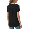 image:imageBestbee Womens Summer Tops Short Sleeve Tunics Dressy Casual Blouses Henley Neck ButtonDown ShirtsBlack