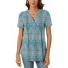 image:imageBestbee Womens Summer Tops Short Sleeve Tunics Dressy Casual Blouses Henley Neck ButtonDown ShirtsBluekhaki