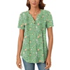 image:imageBestbee Womens Summer Tops Short Sleeve Tunics Dressy Casual Blouses Henley Neck ButtonDown ShirtsGreen Flowers