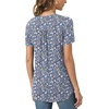 image:imageBestbee Womens Summer Tops Short Sleeve Tunics Dressy Casual Blouses Henley Neck ButtonDown ShirtsNavy Bluemulti Fl