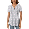 image:imageBestbee Womens Summer Tops Short Sleeve Tunics Dressy Casual Blouses Henley Neck ButtonDown ShirtsStar Grey