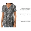 image:imageBestbee Womens Summer Tops Short Sleeve Tunics Dressy Casual Blouses Henley Neck ButtonDown ShirtsWhite Flower Black