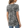 image:imageBestbee Womens Summer Tops Short Sleeve Tunics Dressy Casual Blouses Henley Neck ButtonDown ShirtsWhite Flower Black