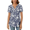 image:imageBestbee Womens Summer Tops Short Sleeve Tunics Dressy Casual Blouses Henley Neck ButtonDown ShirtsWhite Flower Navy