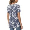 image:imageBestbee Womens Summer Tops Short Sleeve Tunics Dressy Casual Blouses Henley Neck ButtonDown ShirtsWhite Flower Navy