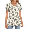 image:imageWomens 2025 Summer Tops Plus Size Tunics Casual Short Sleeve Shirts Loose Fit BlousesBlack Floral Beige