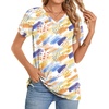 image:imageWomens 2025 Summer Tops Plus Size Tunics Casual Short Sleeve Shirts Loose Fit BlousesColorful Watercolor Pen
