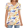 image:imageWomens 2025 Summer Tops Plus Size Tunics Casual Short Sleeve Shirts Loose Fit BlousesColorful Watercolor Pen