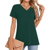 image:imageWomens 2025 Summer Tops Plus Size Tunics Casual Short Sleeve Shirts Loose Fit BlousesDark Green