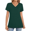 image:imageWomens 2025 Summer Tops Plus Size Tunics Casual Short Sleeve Shirts Loose Fit BlousesDark Green