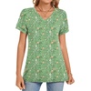 image:imageWomens 2025 Summer Tops Plus Size Tunics Casual Short Sleeve Shirts Loose Fit BlousesGreen Flowers