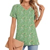 image:imageWomens 2025 Summer Tops Plus Size Tunics Casual Short Sleeve Shirts Loose Fit BlousesGreen Flowers