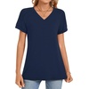 image:imageWomens 2025 Summer Tops Plus Size Tunics Casual Short Sleeve Shirts Loose Fit BlousesNavy Blue