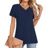 image:imageWomens 2025 Summer Tops Plus Size Tunics Casual Short Sleeve Shirts Loose Fit BlousesNavy Blue