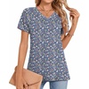 image:imageWomens 2025 Summer Tops Plus Size Tunics Casual Short Sleeve Shirts Loose Fit BlousesNavy Bluemulti Fl