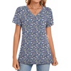 image:imageWomens 2025 Summer Tops Plus Size Tunics Casual Short Sleeve Shirts Loose Fit BlousesNavy Bluemulti Fl