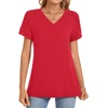 image:imageWomens 2025 Summer Tops Plus Size Tunics Casual Short Sleeve Shirts Loose Fit BlousesRed