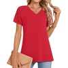 image:imageWomens 2025 Summer Tops Plus Size Tunics Casual Short Sleeve Shirts Loose Fit BlousesRed