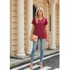 image:imageWomens 2025 Summer Tops Plus Size Tunics Casual Short Sleeve Shirts Loose Fit BlousesRed