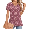 image:imageWomens 2025 Summer Tops Plus Size Tunics Casual Short Sleeve Shirts Loose Fit BlousesRedwhite Fl