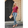 image:imageWomens 2025 Summer Tops Plus Size Tunics Casual Short Sleeve Shirts Loose Fit BlousesRedwhite Fl